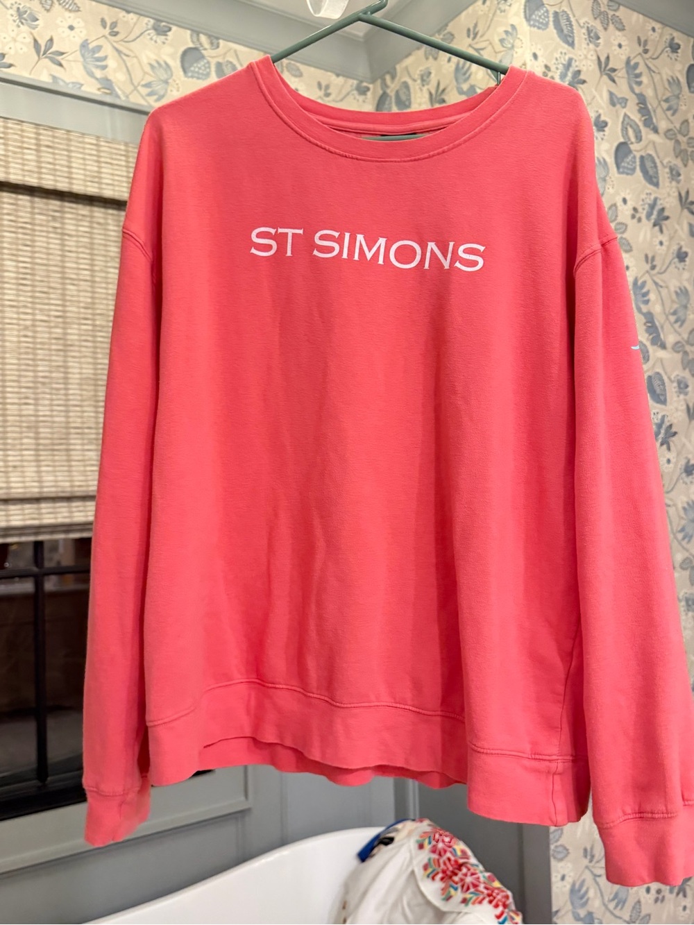 Simons Coral Crewneck Sweatshirt with ST SIMONS Logo